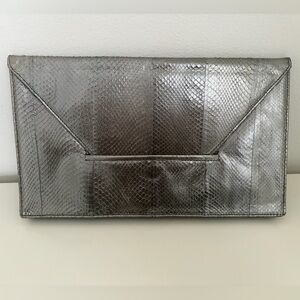 Silver Snakeskin Clutch by Beirn